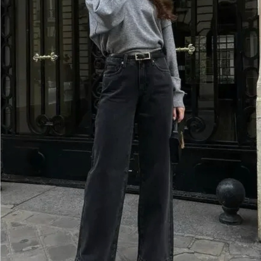 White Fox Boutique - I Don’t Need You Mid Rise Wide Leg in Black Acid Wash Jeans